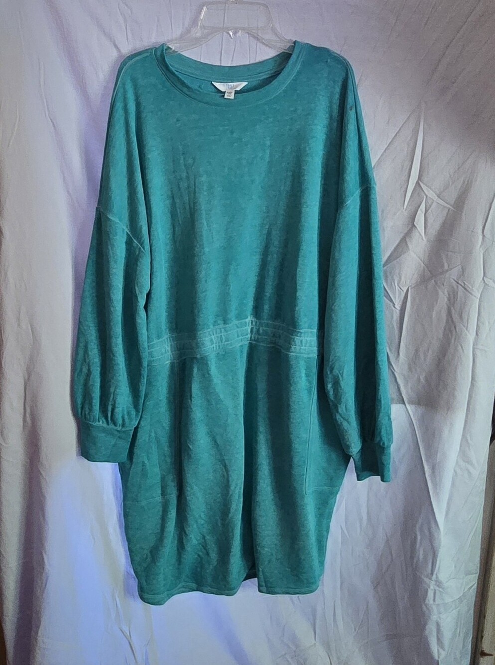 Teal Long-Sleeve Casual Sweatshirt Dress - Women